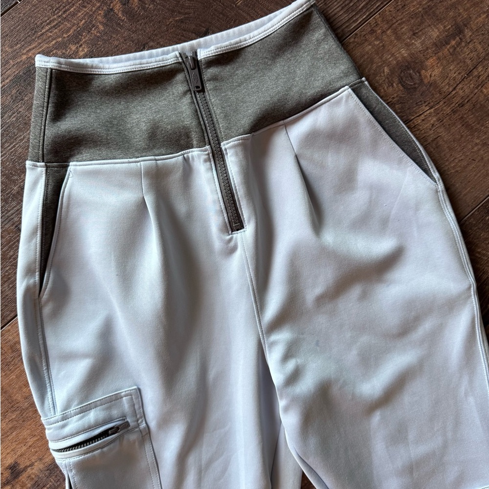 Free people movement blue gray color block cargo joggers high rise zip pocket xs